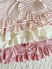 SHEIN 3pcs/Set Baby Girl Casual Ruffle Long Sleeve Cardigan, Suitable For Spring And Autumn Outings - Multicolor - View 7