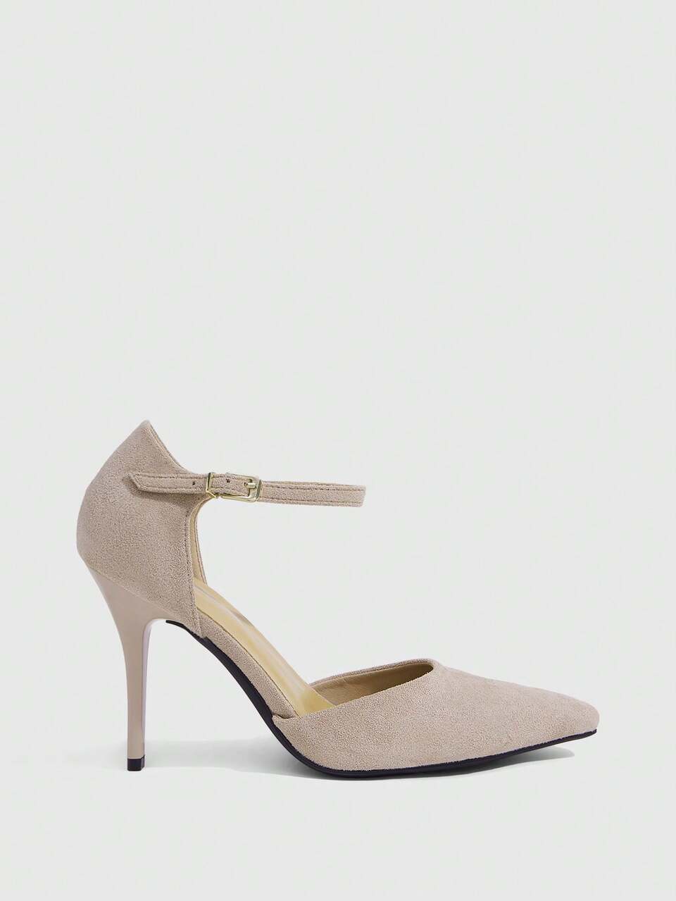 CUCCOO SZL Women's Feet With Bare Straps And Thin High-Heeled Pointed Mullers, Apricot Suede Pointed High-Heeled Shoes, Thin-Heeled One-Button Hollow Shoes. Fall Shoes