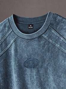 STYNVO T-shirt décontracté polyvalent pour homme à col rond avec motif graphique de lettres, pour un port quotidien - Bleu azur - Voir 3