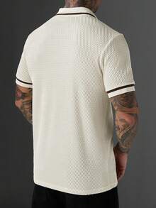 Manfinity Homme 男士夏季短袖 Polo 衫，成熟休閒風易穿搭，適合日常休閒、外出、通勤等場合 - 彩色 - 查看 2