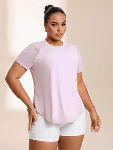 SHEIN Rhythm Era Plus Size Women's Round Neck Short Sleeve Raglan Fashion Sports T-Shirt - White - View 7