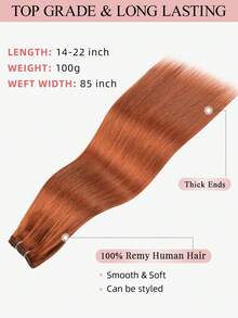 縫入式接髮 真人髮束 直髮 33A# 栗棕色 14-22 英吋 100G 雙層髮束 無縫隱形 髮尾厚實 健康真髮 適合細髮 適用沙龍與日常造型 全女性及女孩適用 - S33D - 查看 4