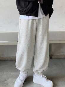 DAZY Men's Solid Color Drawstring Waist Casual Versatile Daily Wear Sweatpants - Grey - View 4