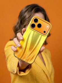 ShellaStory Funda de teléfono con patrón degradado de estrella brillante y contraste de color de moda compatible con IPhone 17 Pro Max 17 Pro 17 16 Pro Max 16 Pro 16 15 Pro Max 15 Pro 15 14 Pro Max 14 Pro 14 13 12 Pro Max 13 12 Pro 11 protección simple cubierta trasera - Naranja - Ver 2