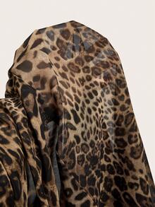 SHEIN Clasi Women's Leopard Print Stand Collar Casual Versatile Daily Wear Shirt - Black - View 7