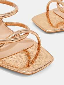 CUCCOO TILAWA Women's Fashion Sexy Electroplated Decor High Heel Sandals, Suitable For Outdoor Activities And Parties, Spring/Summer Shoes, Spring Break Easter Ball High Heels - Champagne - View 5