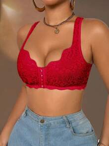 Bare Chapter Women's Front Closure Wireless Bra, 1pc - Red - View 4