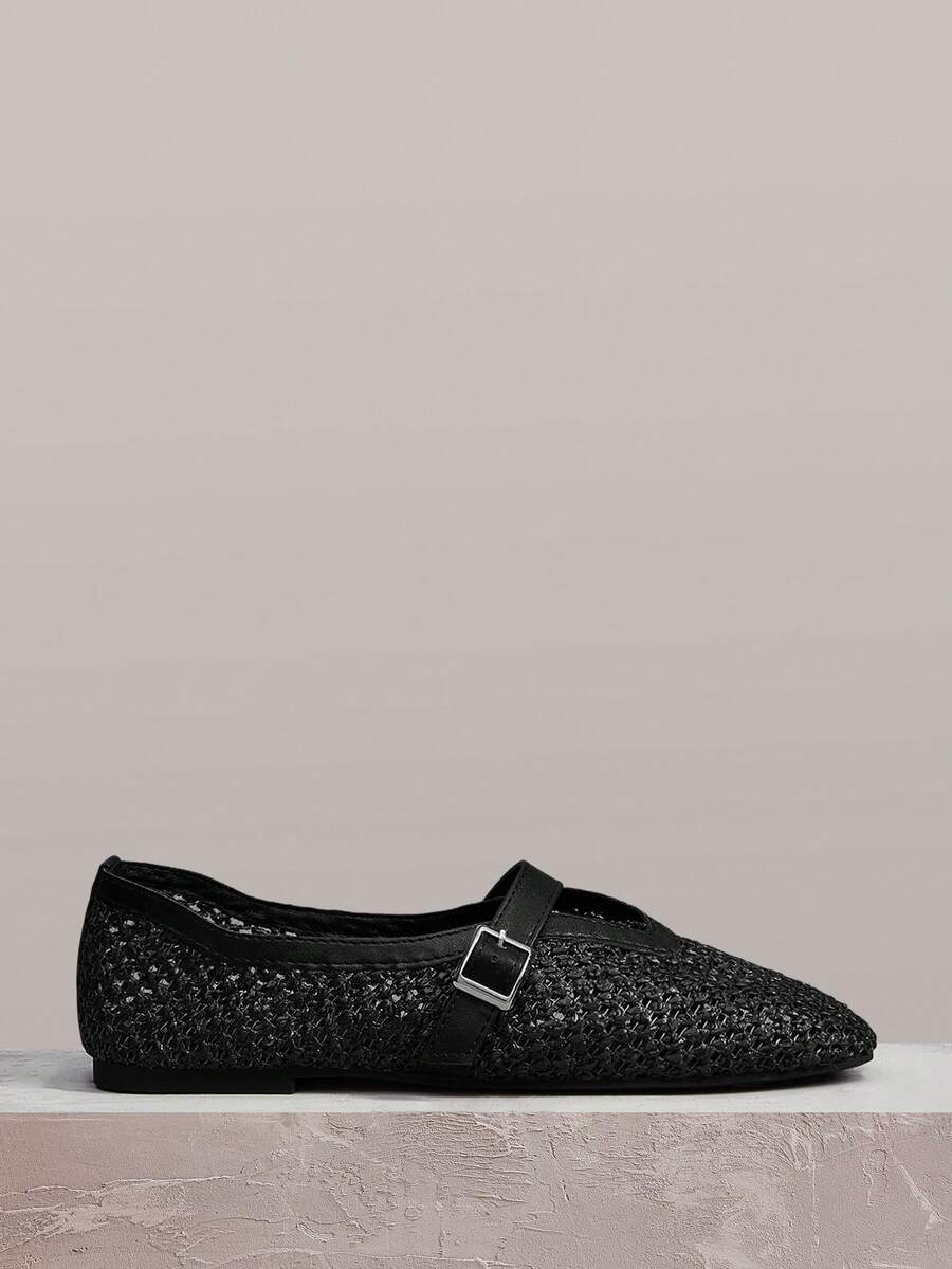 Styleloop Ladies, Willow Nails, Buckles, Flat Shoes. - Black - View 1