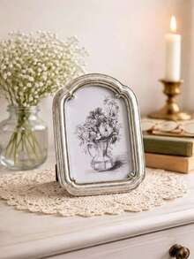 Cirelle 1pc Vintage Baroque Photo Frame, Ornate Gold Arch Picture Frame, Antique Elegant Desk Top Display Frames For Home Decor, Wedding - Curved door photo frame - View 2