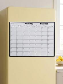 Zazumi 1PC Magnetic Weekly Monthly Planner Board, Flexible Soft Magnet With Grid Calendar Layout, Dry Wipe Reusable Writing Surface For Scheduling, Memo Board For Fridge Metal Surfaces To Track Daily Tasks And Household Plans. - multicolor - View 4