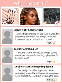 Boho Braids 100%真人发丝，深波浪羽毛线波西米亚风钩编发，真人发沙龙级丝滑无痕隐形接发，适合发量较少的女性，微环预编真人发接发 - S27 - 查看 9