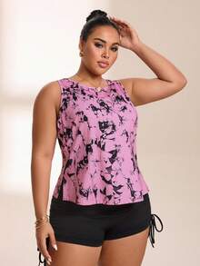 SHEIN Rhythm Era Women's Plus Size Sports Yoga Outdoor Gym Tank Top, Wide Strap, Wide Y-Back, Loose Fit Basic Style - Multicolor - View 4
