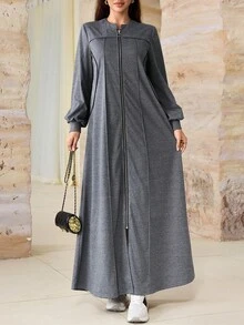 Al Najma Spring Summer Autumn Casual Fashion Versatile Daily Commute Minimalist Slimming Women's Dress - Grey - View 7