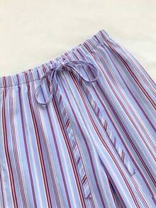 SHEIN EZwear 女款休閒繫腰直筒長褲，適合夏季 - 彩色 - 查看 6