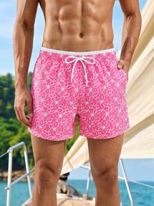 Manfinity VDAYZ Pantalones cortos de playa con estampado floral para hombres - Rosa - Ver 3