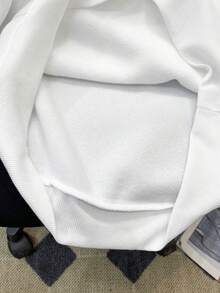 SHEIN 青少年男孩休閒寬鬆舒適百搭素色運動衫 - 白色 - 查看 6