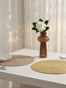 Cirelle 1Pc Round Braided Woven Placemats, Textured Spiral Pattern Table Mats In Neutral Earthy Tones, Heat-Resistant Non-Slip Dining Place Mats For Home Kitchen Counter, Coffee Table, Farmhouse Boho Rustic Decor, Ideal For Everyday Meals, Dinner Parties, Weddings & Gatherings, Thoughtful Gift For Family And Friends For Housewarming, Birthday & Special Occasions - Multicolor - View 2
