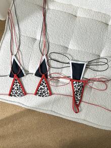 SHEIN Swim 2026 女款掛脖比基尼套裝，適合海灘度假與海邊休閒 - 彩色 - 查看 1