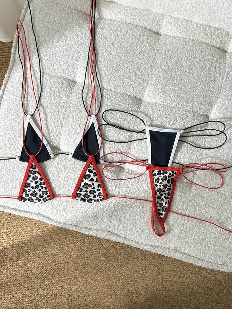 SHEIN Swim 2026 女款掛脖比基尼套裝,適合海灘度假與海邊休閒 - 彩色 - 查看 1