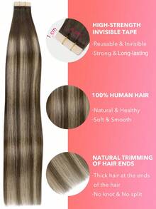 20PCS Straight Tape In Human Hair Extensions 100% Real Remy Human Hair 14-24inches Natural High Quality 50G/Pack For Salon Silky Seamless Invisible PU Tape In Hair Extensions - S4/26/4 - View 3