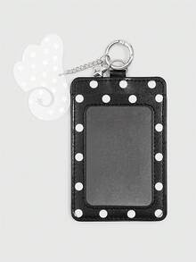 ROMWE Kawaii 1 Buah Dompet Mini Polkadot Lucu Y2K dengan Dekorasi Sayap & Bintang, Dompet Koin dan Kartu Tipis PU Modis, Hadiah untuk Kembali ke Sekolah, Wisuda, dan Festival Musik - Hitam - View 1