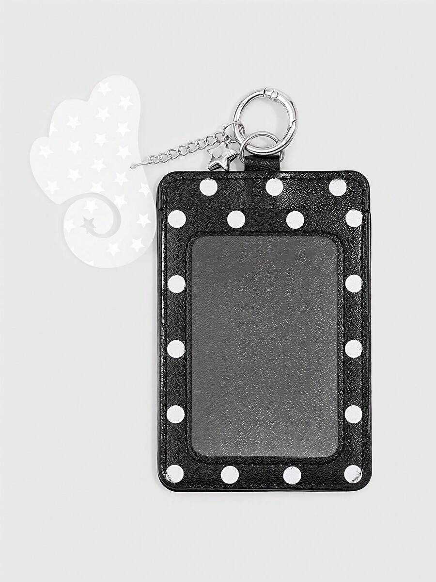 ROMWE Kawaii 1 Buah Dompet Mini Polkadot Lucu Y2K dengan Dekorasi Sayap & Bintang, Dompet Koin dan Kartu Tipis PU Modis, Hadiah untuk Kembali ke Sekolah, Wisuda, dan Festival Musik - Hitam - View 1