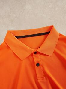 Courvante Tennis Plus Size Men's Letter Printed Casual Short Sleeve Polo Shirt - Orange - View 3