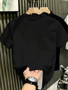Manfinity Hypemode Men's Letter Print Crew Neck Casual Loose Fit Fashion Versatile Short Sleeve T-Shirt - Multicolor - View 2
