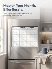 Zazumi 1PC Magnetic Weekly Monthly Planner Board, Flexible Soft Magnet With Grid Calendar Layout, Dry Wipe Reusable Writing Surface For Scheduling, Memo Board For Fridge Metal Surfaces To Track Daily Tasks And Household Plans. - multicolor - View 16