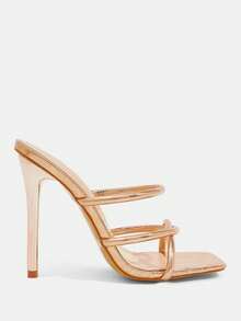 CUCCOO TILAWA Women's Fashion Sexy Electroplated Decor High Heel Sandals, Suitable For Outdoor Activities And Parties, Spring/Summer Shoes, Spring Break Easter Ball High Heels - Champagne - View 2