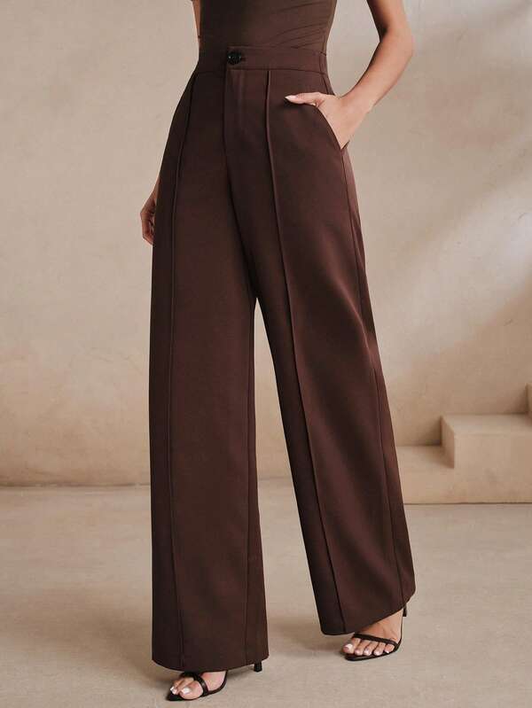 Anewsta Elegant Commuter Straight Leg Versatile Women's Long Dress Pants
