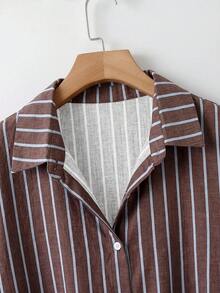 SHEIN CURVE+ 大尺碼女款感恩節秋季休閒奇幻風端莊日常穿著長袖襯衫，新年 - 彩色 - 查看 3