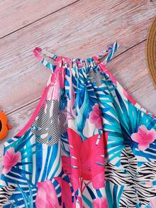 SHEIN Tween Girl Floral Print Ruffle Casual Vacation Dress - Multicolor - View 5
