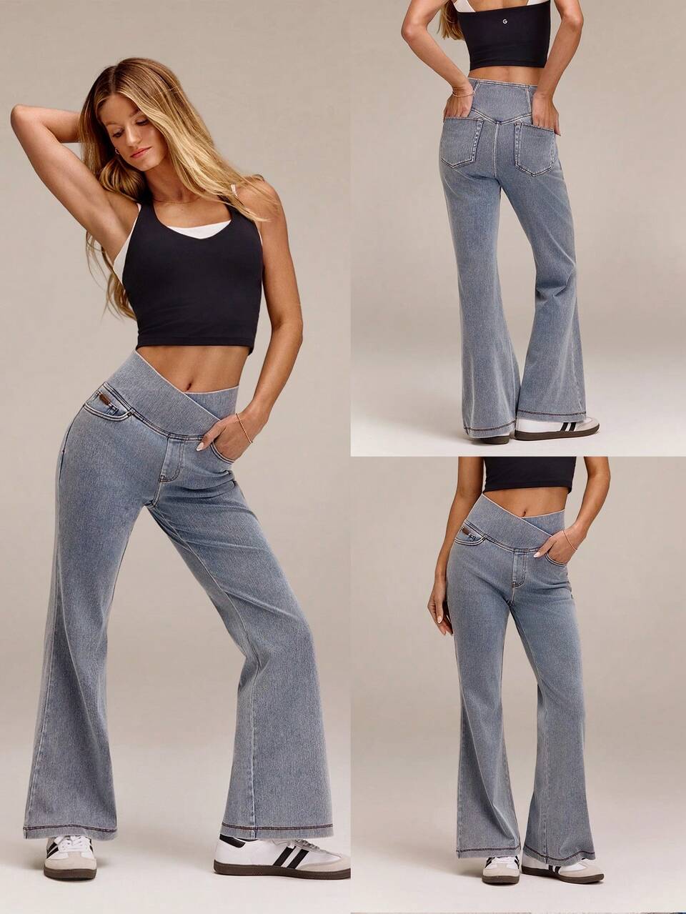 28" Jeanius Moves Ultra-Stretchy Butt-Lifting Petite Denim Jeggings With Crossover Waistband & Multi-Pockets Petite Daily Casual