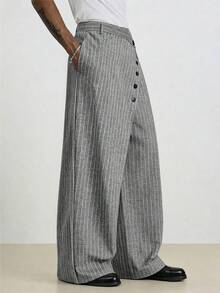 TOKVUE Casual Striped Sport Straight Leg Pants For Men, Loose Fit Solid Color Versatile Long Trousers, Spring/Autumn, Fall - Light Grey - View 4