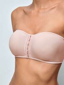 Softvol Strapless Women's Front Closure Invisible Camisole Bra, Seamless Supportive Crop Top, Sexy Lingerie For Wedding, Summer Outfit - Pink - View 5