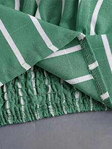 SHEIN Franclia Fashionable Vacation Versatile Striped Set - Green - View 3