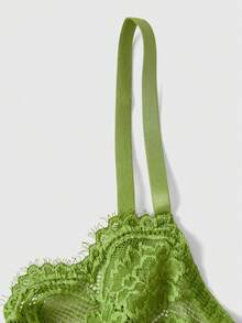 ROMWE Goth Lace Floral Underwire Triangle Cup Bra - Green - View 4
