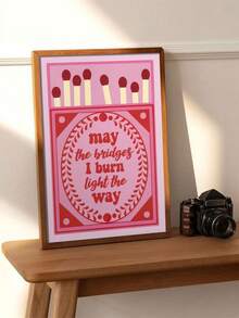 1 pieza Póster decorativo moderno de caja de cerillas rosa para sala de estar (Marco no incluido) - Multicolor - Ver 1