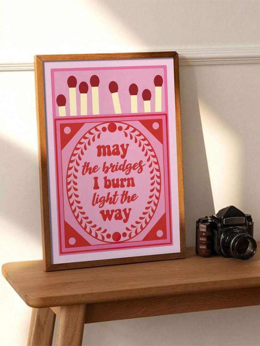 1 pieza Póster decorativo moderno de caja de cerillas rosa para sala de estar (Marco no incluido) - Multicolor - Ver 1