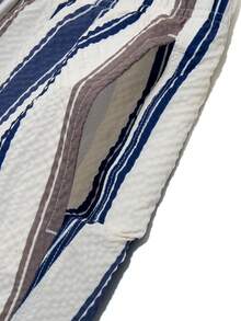 Manfinity KASUA Men's Striped Drawstring Waist Pocket Beach Shorts, Holiday - Blue - View 4