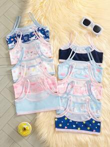 [5pcs Random Assortment]Girls' Sweet Fashion Multi-Color Underwear, Patterns Cartoon Graphic White, Pink Ribbon Sweet, Made Of Soft All Seasons - Multicolor - View 2