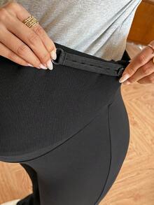 DAZY Celana Hamil Panjang Model Flare dengan Potongan Slim Fit Elastis Warna Polos, Serbaguna, dan Pinggang Dapat Diatur - Hitam - View 8