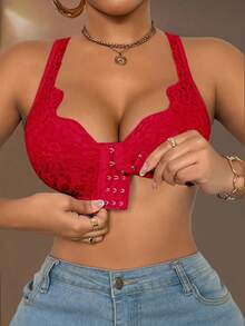 Bare Chapter Women's Front Closure Wireless Bra, 1pc - Red - View 3