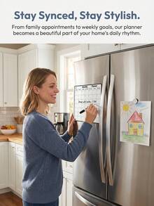 Zazumi 1PC Magnetic Weekly Monthly Planner Board, Flexible Soft Magnet With Grid Calendar Layout, Dry Wipe Reusable Writing Surface For Scheduling, Memo Board For Fridge Metal Surfaces To Track Daily Tasks And Household Plans. - multicolor - View 14