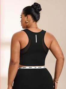 SHEIN Unity Plus Size Minimalist Versatile Cropped Sports Tank Top For Yoga And Fitness - Black - View 2