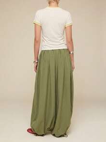 COUREZ 女款修身 Ringer 字母印花 T-shirt，對比滾邊設計，Y2K 風格，適合春夏，外出穿著，演唱會上衣 - 杏色 - 查看 2