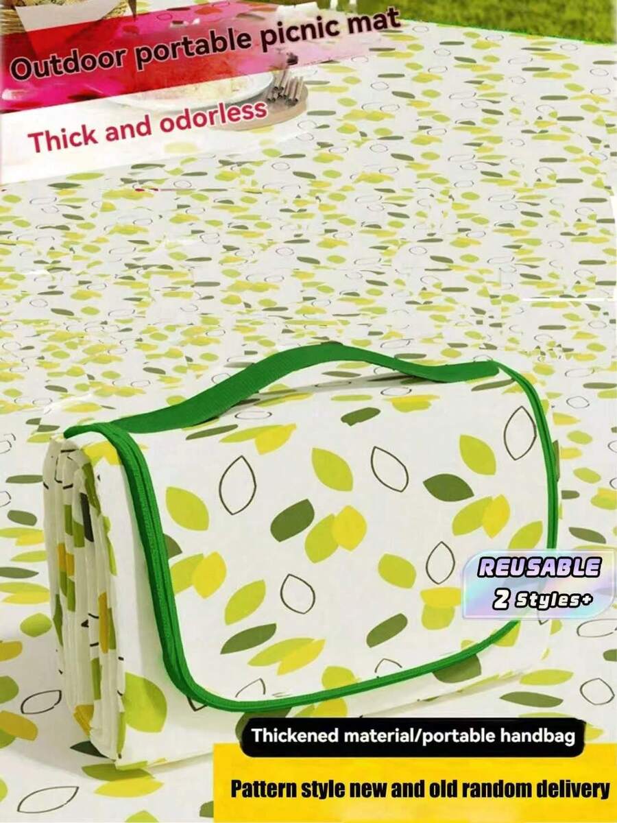 1PC Thickened Waterproof Moisture Proof Foldable Portable Picnic Mat Camping Mat Tent Ground Mat For Spring Outdoor Lawn Picnic - Green Flying Leaves [Thickened Non-woven Fabric] - View 1