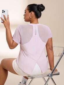 SHEIN Rhythm Era Plus Size Women's Round Neck Short Sleeve Raglan Fashion Sports T-Shirt - White - View 3