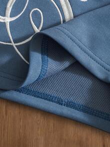 TOKVUE Pantalones cortos casuales para hombre con cintura con cordón y bordado de letras - Azul - Ver 5